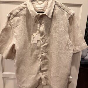 Zara Men's 100% European Linen Relaxed Short Sleeve Shirt NWT